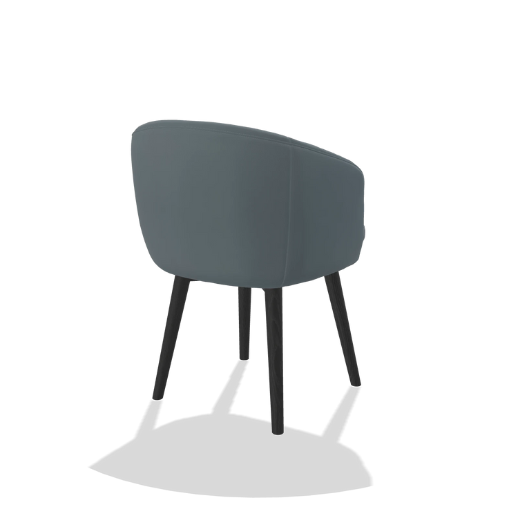 Dining Chair Gaston 6693 in Leather B963 (grey), black legs, back angled view