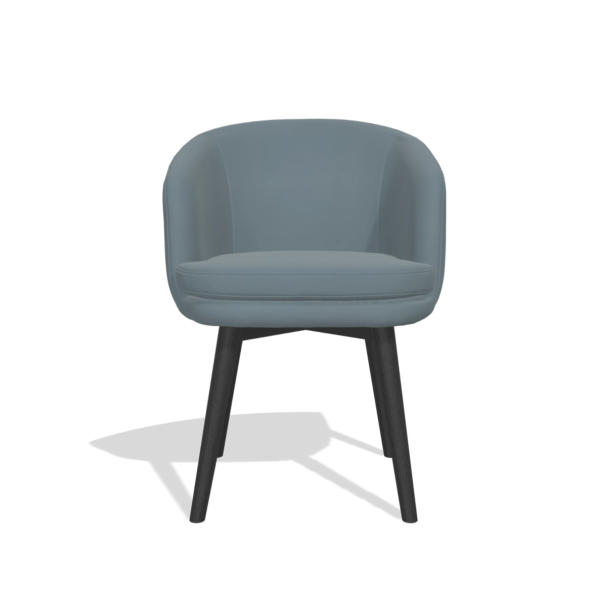 Dining Chair Gaston 6693 in Leather B963 (grey), black legs, front view