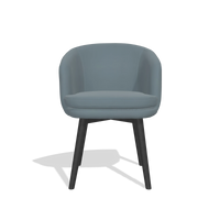 Dining Chair Gaston 6693 in Leather B963 (grey), black legs, front view