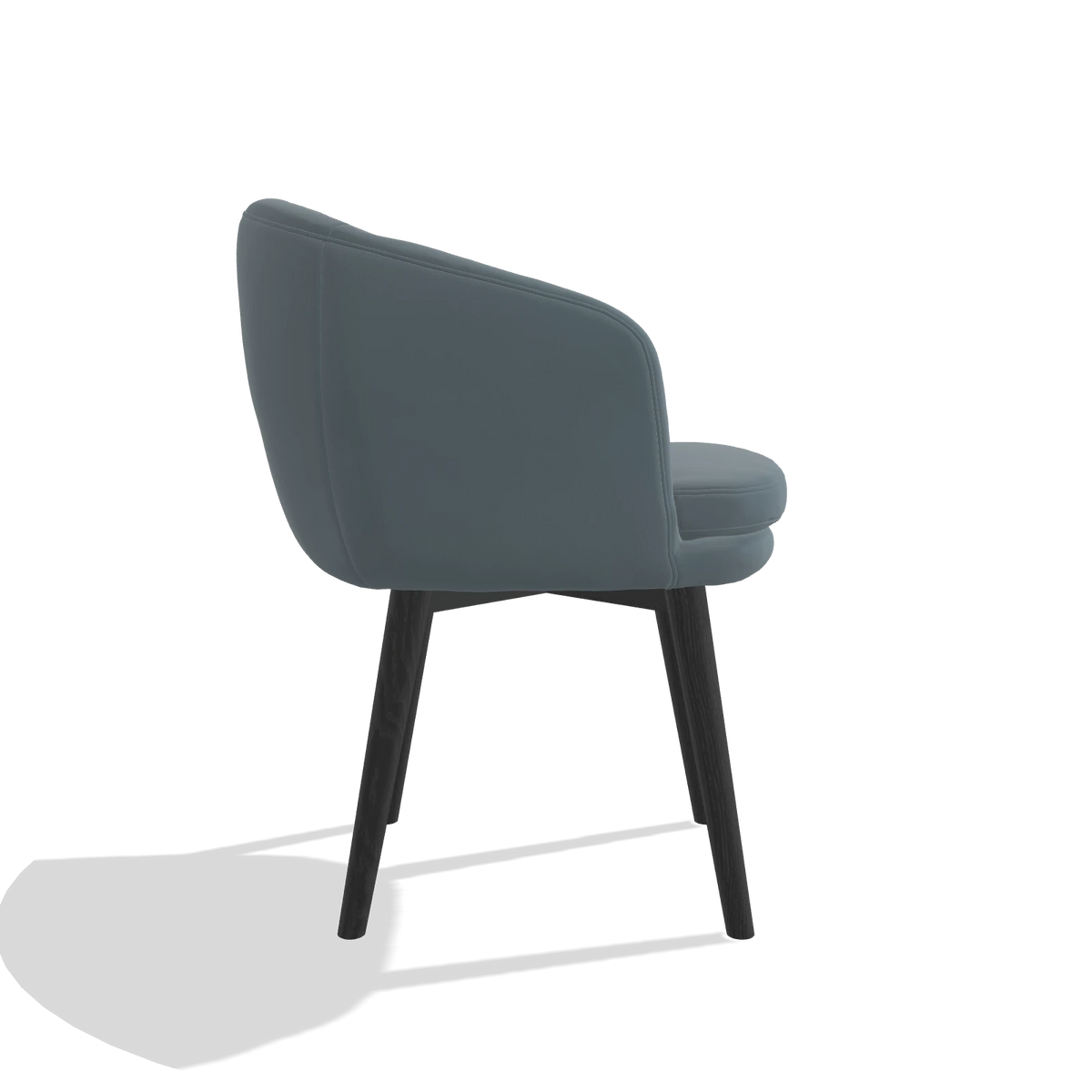 Dining Chair Gaston 6693 in Leather B963 (grey), black legs, side view