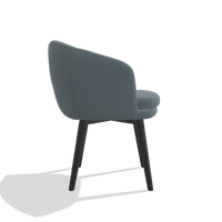 Dining Chair Gaston 6693 in Leather B963 (grey), black legs, side view