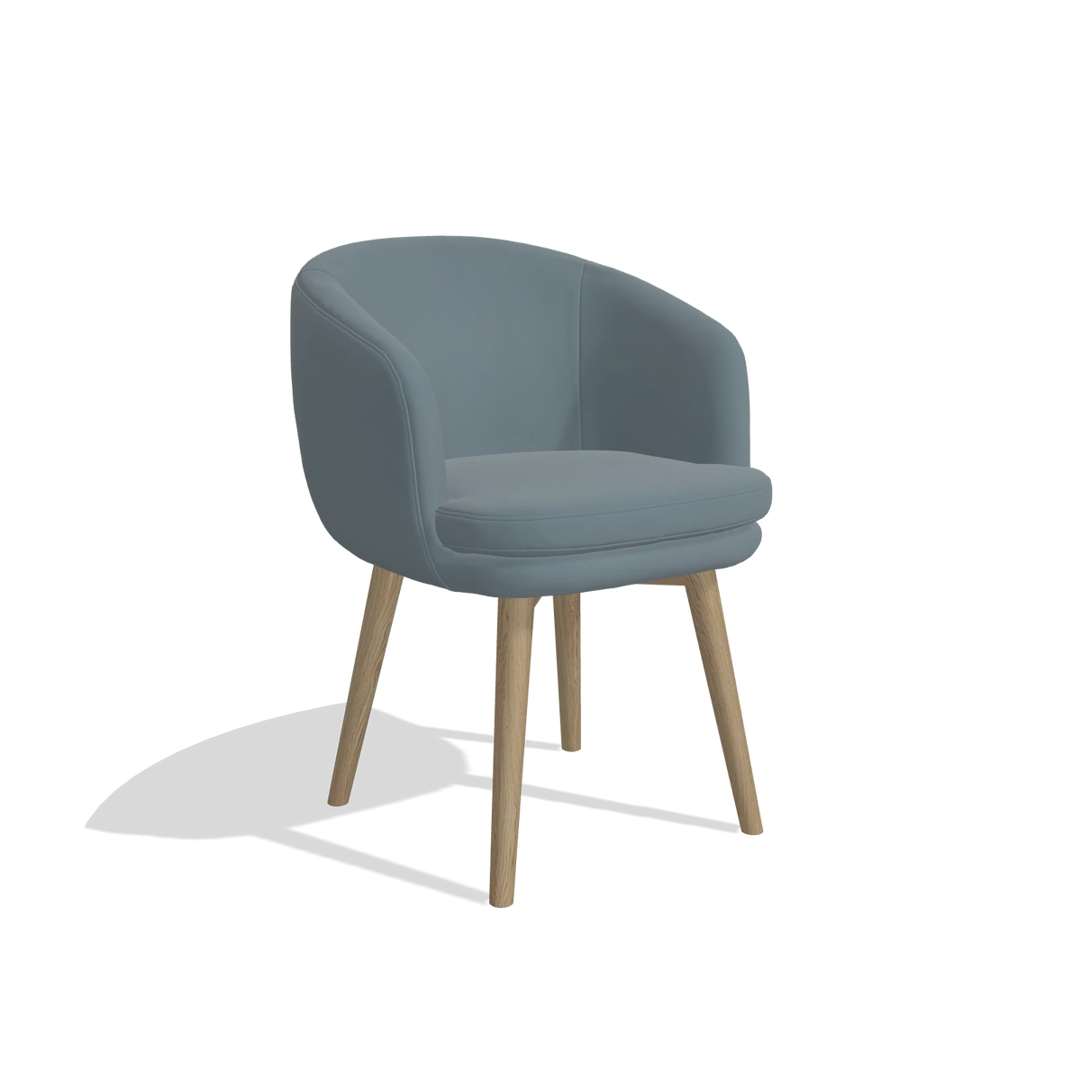 Dining Chair Gaston 6693 in Leather B963 (grey), natural legs, angled view