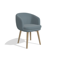 Dining Chair Gaston 6693 in Leather B963 (grey), natural legs, angled view