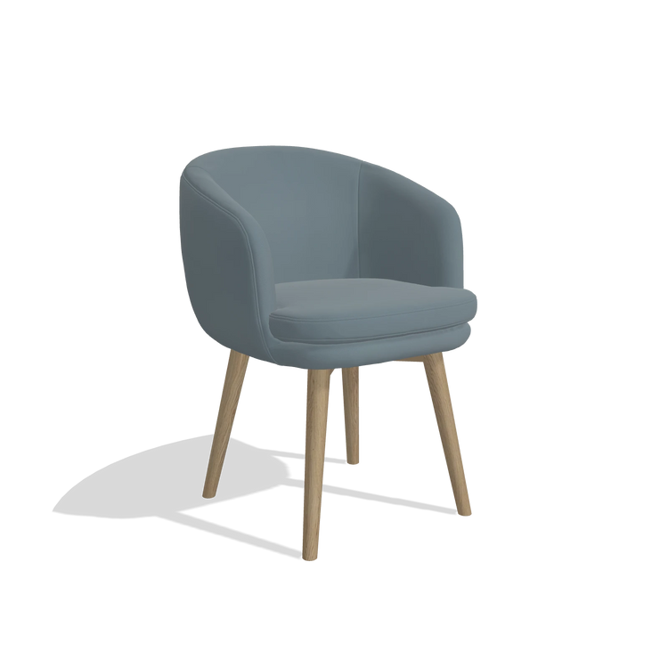 Dining Chair Gaston 6693 in Leather B963 (grey), natural legs, angled view