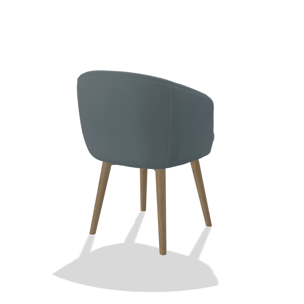 Dining Chair Gaston 6693 in Leather B963 (grey), natural legs, back angled view