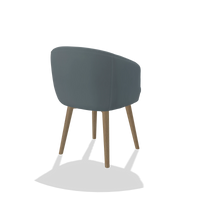 Dining Chair Gaston 6693 in Leather B963 (grey), natural legs, back angled view