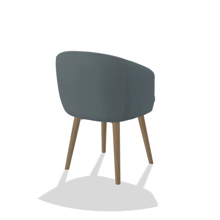 Dining Chair Gaston 6693 in Leather B963 (grey), natural legs, back angled view