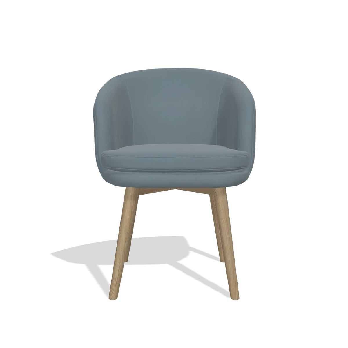 Dining Chair Gaston 6693 in Leather B963 (grey), natural legs, front view