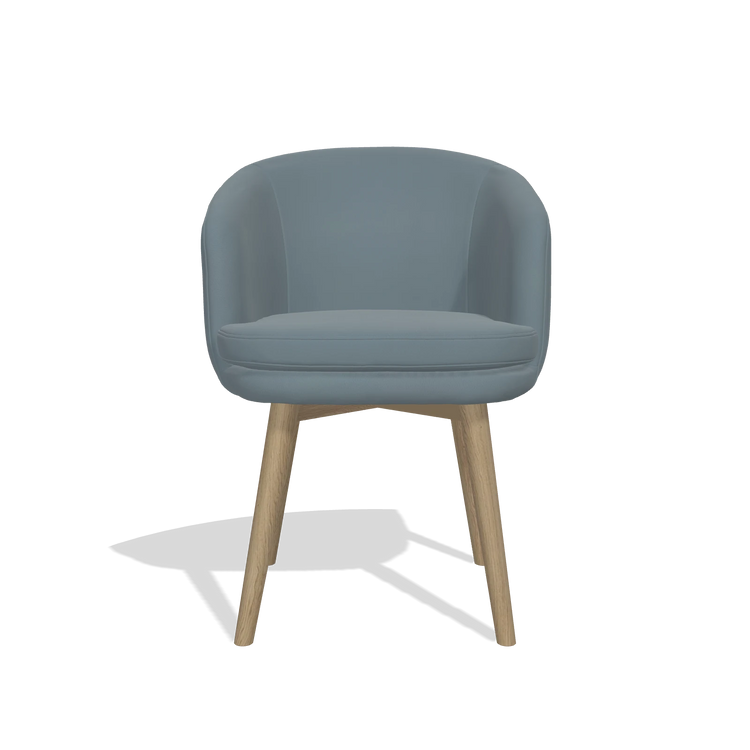Dining Chair Gaston 6693 in Leather B963 (grey), natural legs, front view