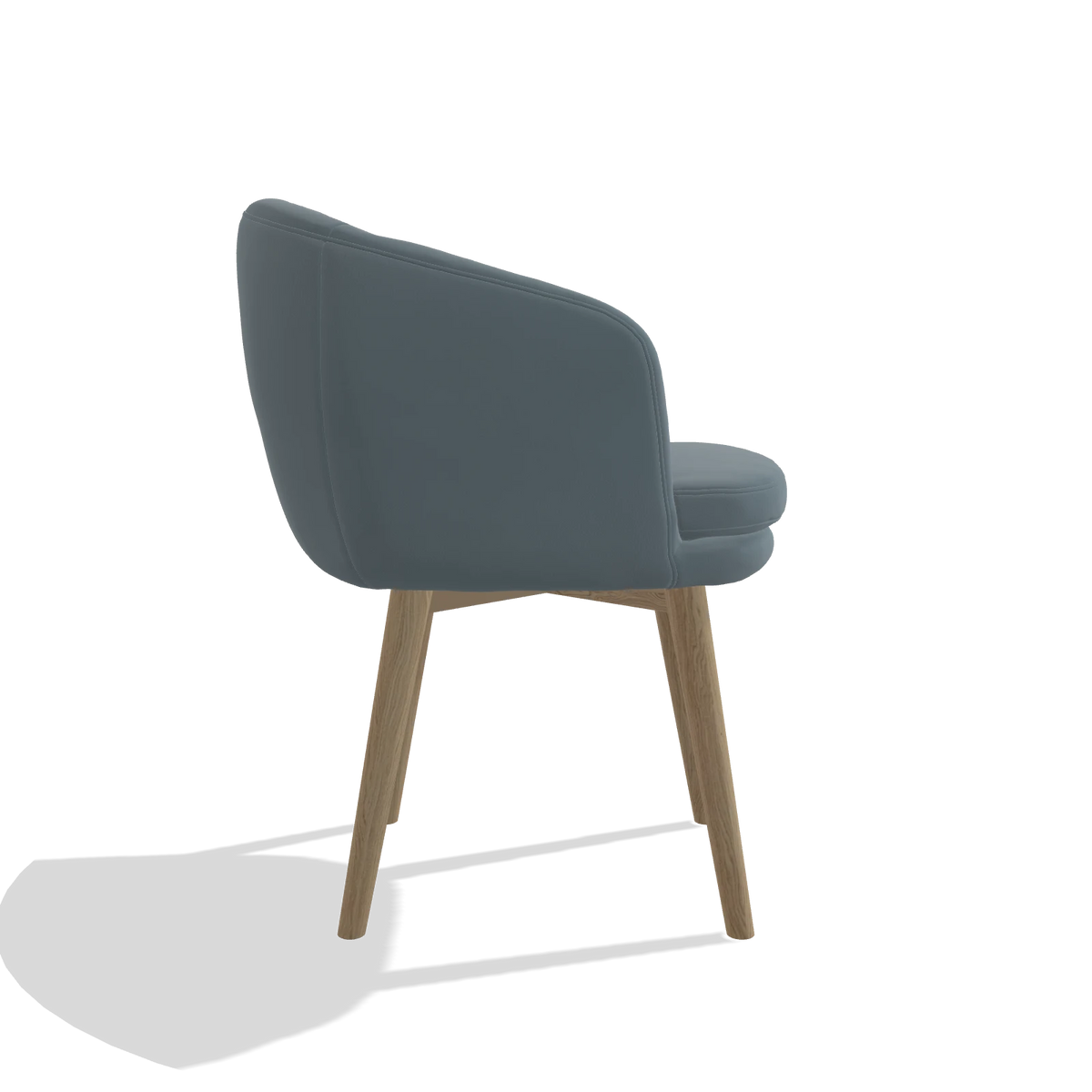 Dining Chair Gaston 6693 in Leather B963 (grey), natural legs, side view