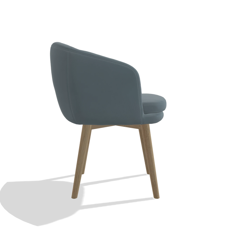 Dining Chair Gaston 6693 in Leather B963 (grey), natural legs, side view
