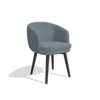 Dining Chair Gaston 6693 in Leather B963 (grey), tobacco legs, angled view