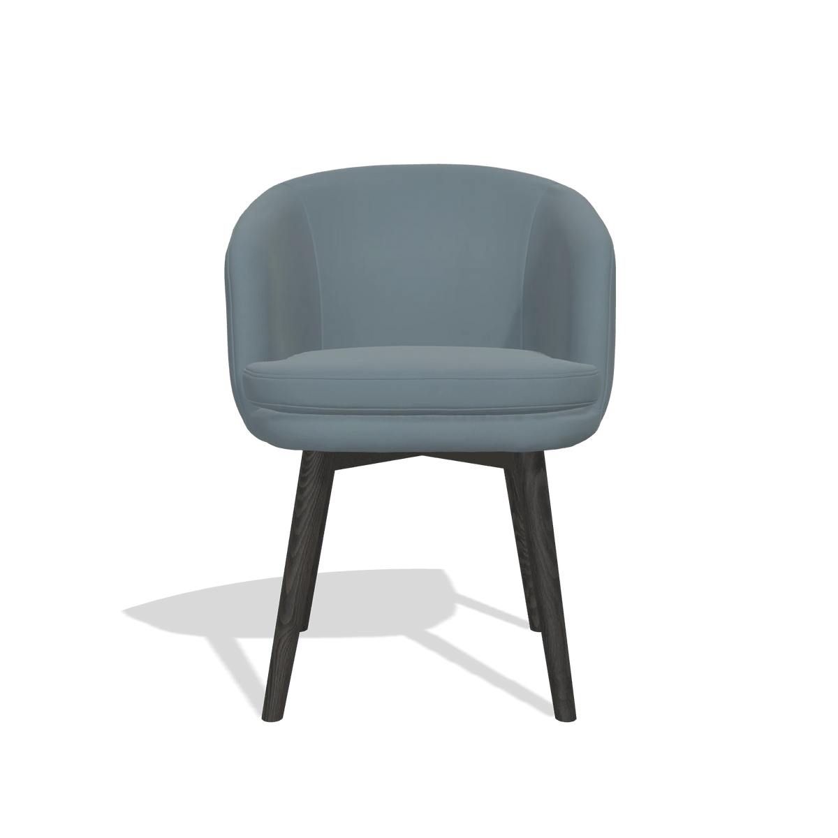 Dining Chair Gaston 6693 in Leather B963 (grey), tobacco legs, front view