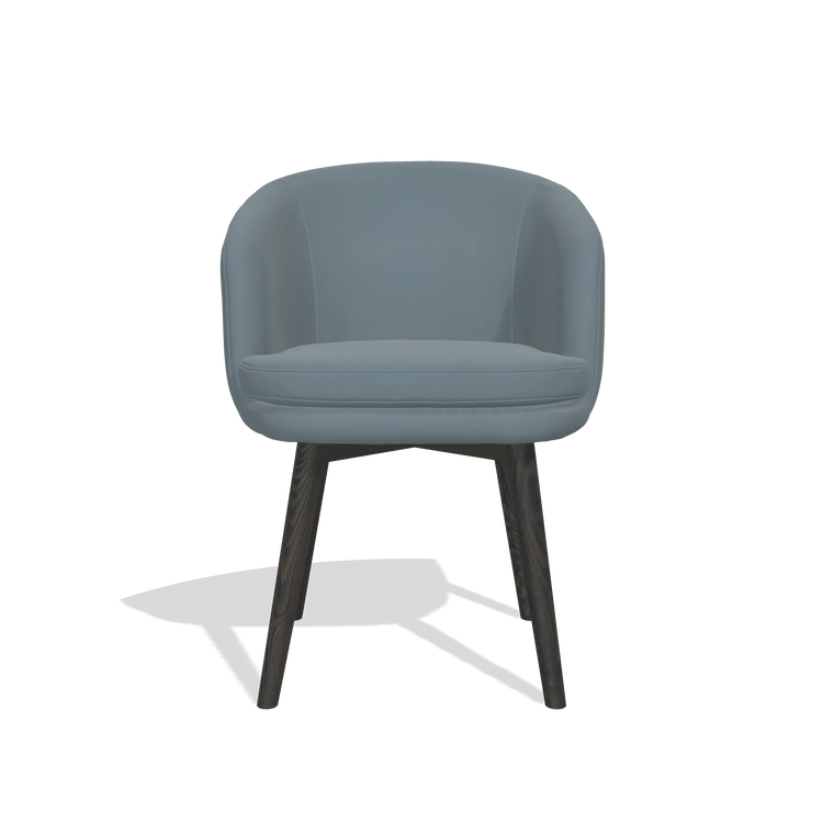 Dining Chair Gaston 6693 in Leather B963 (grey), tobacco legs, front view