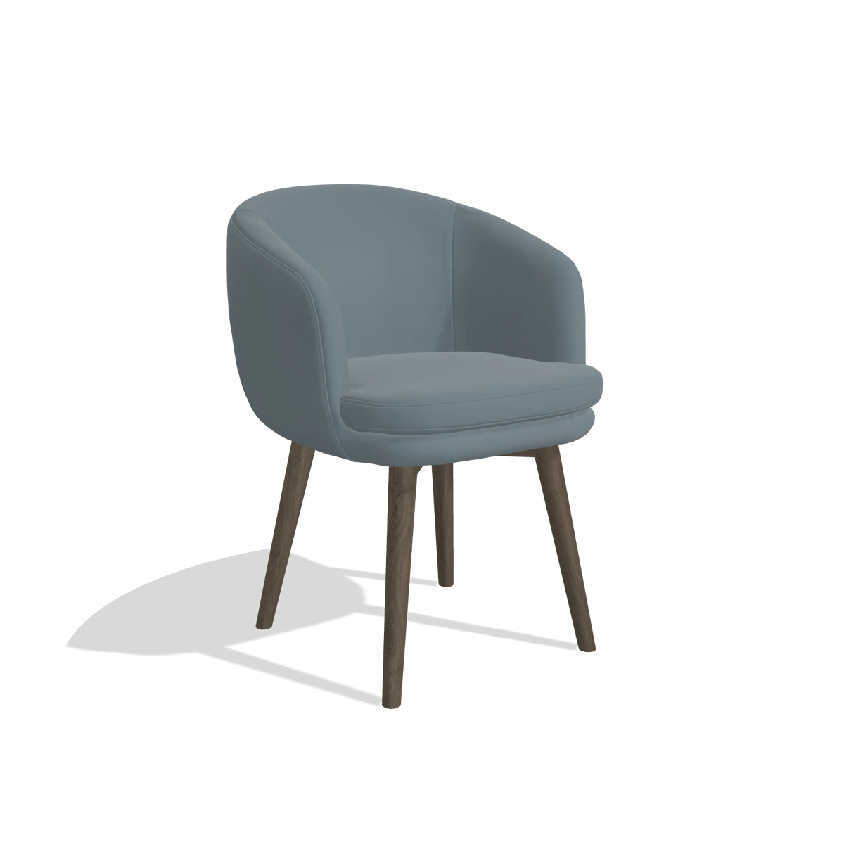 Dining Chair Gaston 6693 in Leather B963 (grey), walnut legs, angled view
