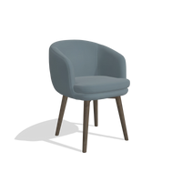 Dining Chair Gaston 6693 in Leather B963 (grey), walnut legs, angled view