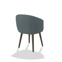 Dining Chair Gaston 6693 in Leather B963 (grey), walnut legs, back angled view