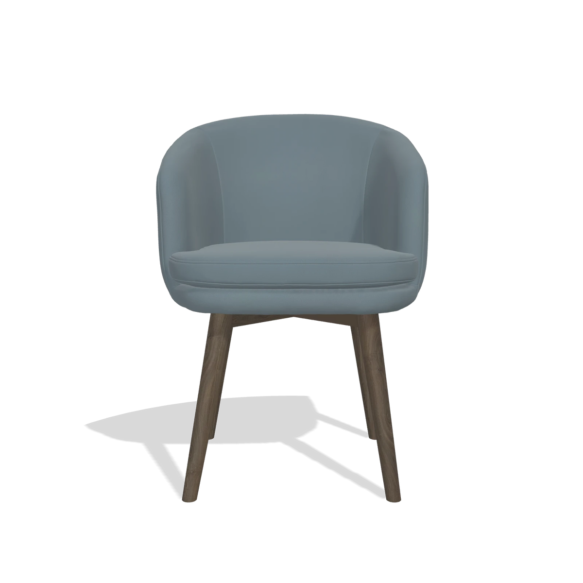 Dining Chair Gaston 6693 in Leather B963 (grey), walnut legs, front view