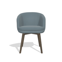 Dining Chair Gaston 6693 in Leather B963 (grey), walnut legs, front view
