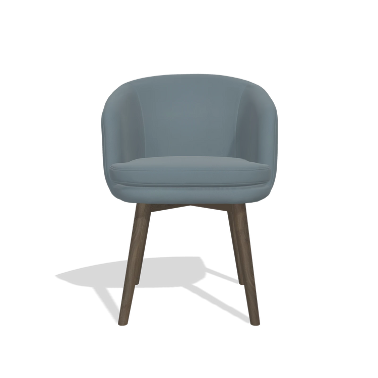 Dining Chair Gaston 6693 in Leather B963 (grey), walnut legs, front view