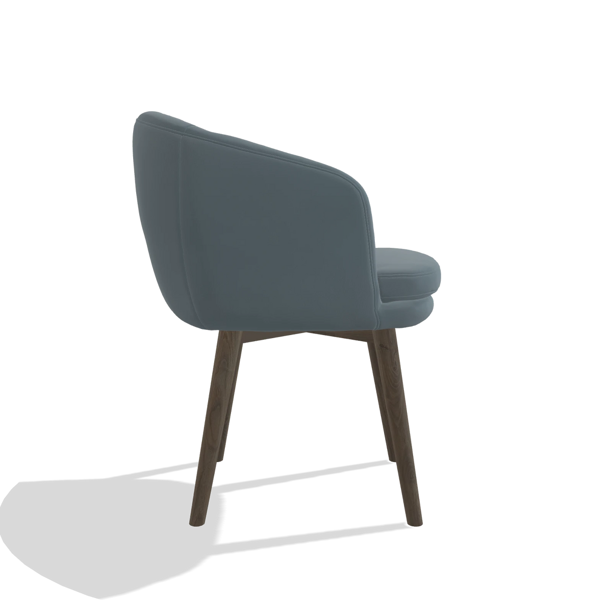 Dining Chair Gaston 6693 in Leather B963 (grey), walnut legs, side view