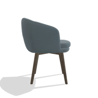 Dining Chair Gaston 6693 in Leather B963 (grey), walnut legs, side view