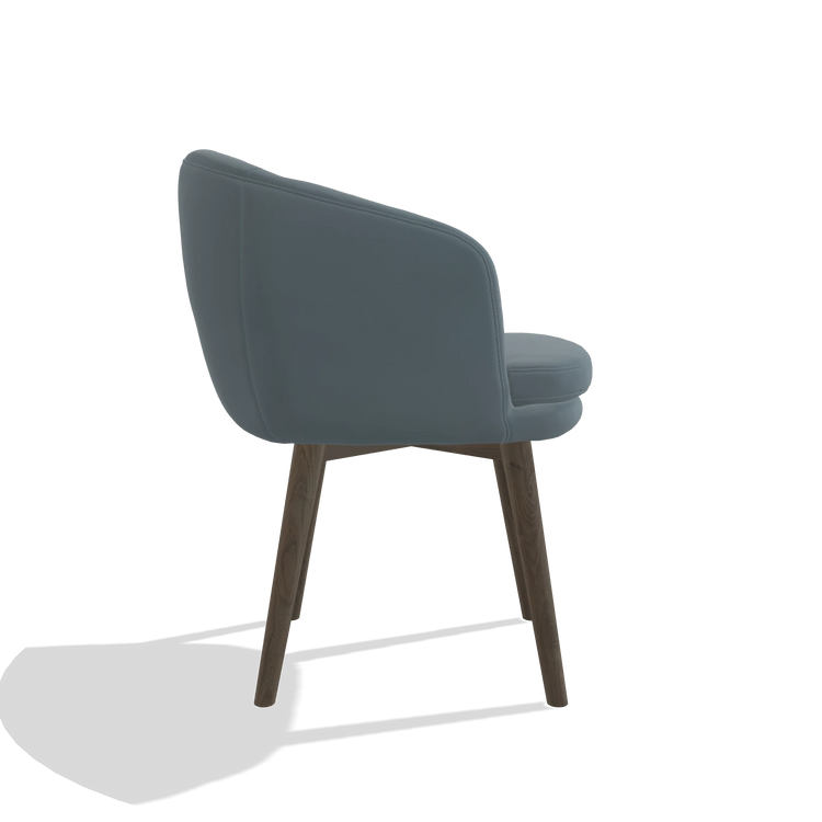 Dining Chair Gaston 6693 in Leather B963 (grey), walnut legs, side view