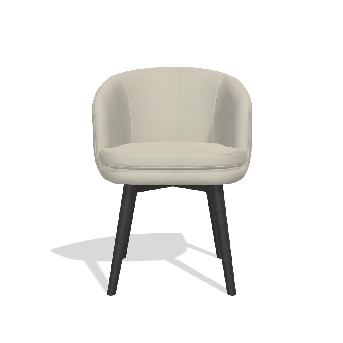 Dining Chair Gaston 6693 in Leather B971 (light grey), black legs, front view