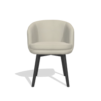 Dining Chair Gaston 6693 in Leather B971 (light grey), black legs, front view