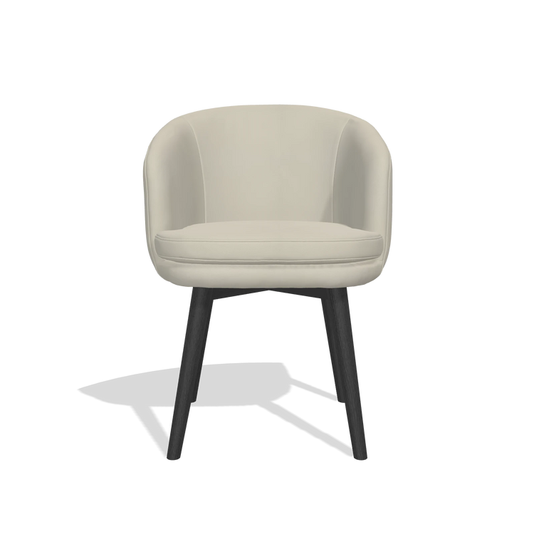 Dining Chair Gaston 6693 in Leather B971 (light grey), black legs, front view