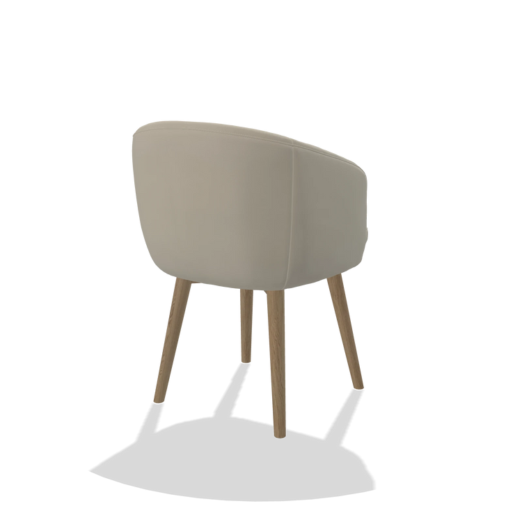Dining Chair Gaston 6693 in Leather B971 (light grey), natural legs, back angled view