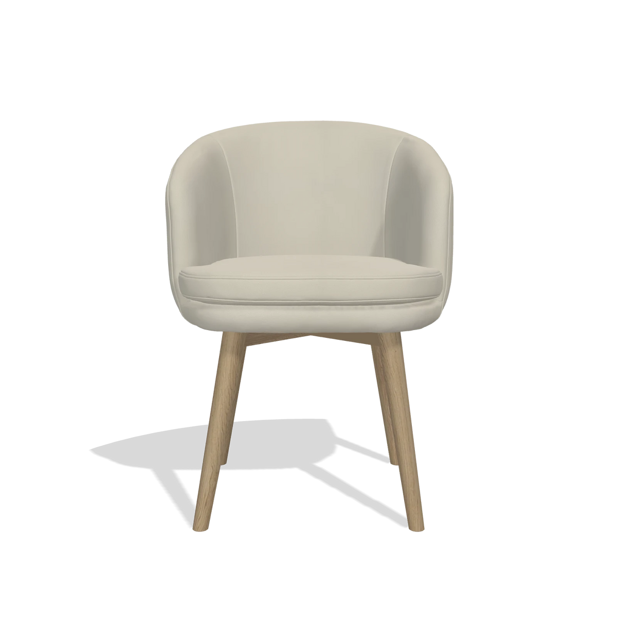 Dining Chair Gaston 6693 in Leather B971 (light grey), natural legs, front view