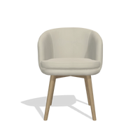 Dining Chair Gaston 6693 in Leather B971 (light grey), natural legs, front view