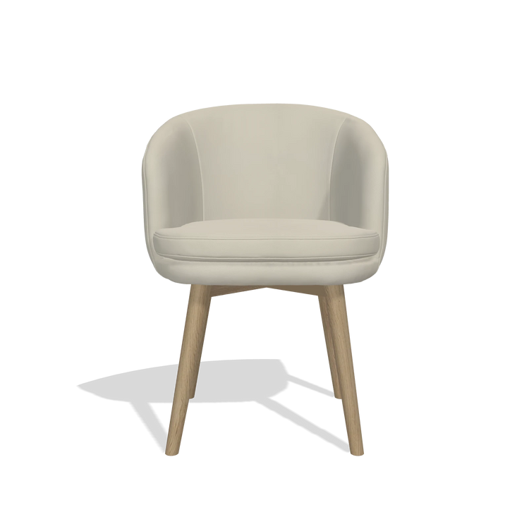 Dining Chair Gaston 6693 in Leather B971 (light grey), natural legs, front view