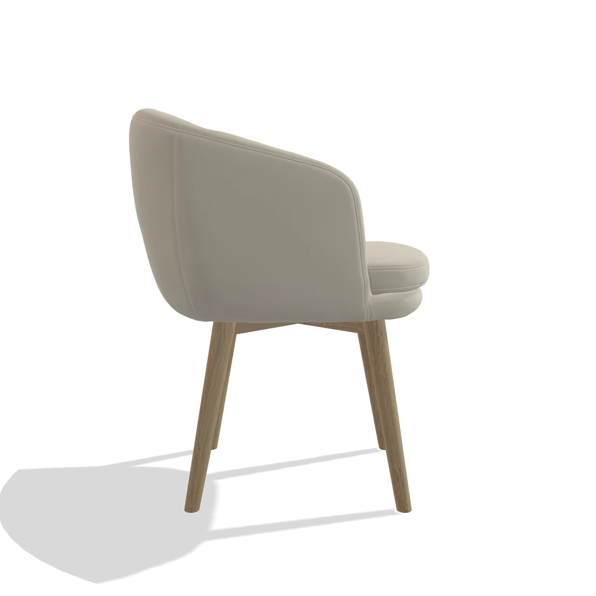 Dining Chair Gaston 6693 in Leather B971 (light grey), natural legs, side view