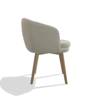 Dining Chair Gaston 6693 in Leather B971 (light grey), natural legs, side view