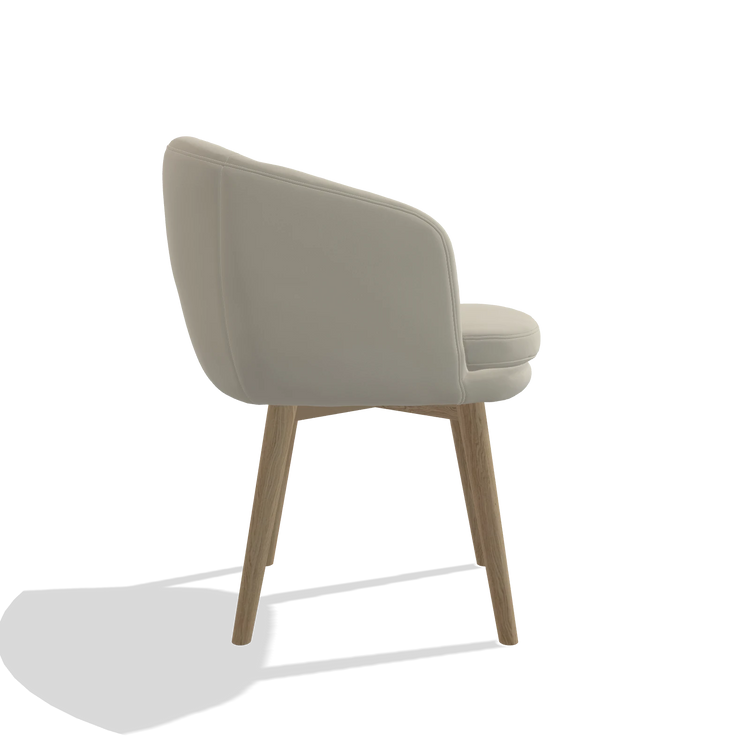 Dining Chair Gaston 6693 in Leather B971 (light grey), natural legs, side view