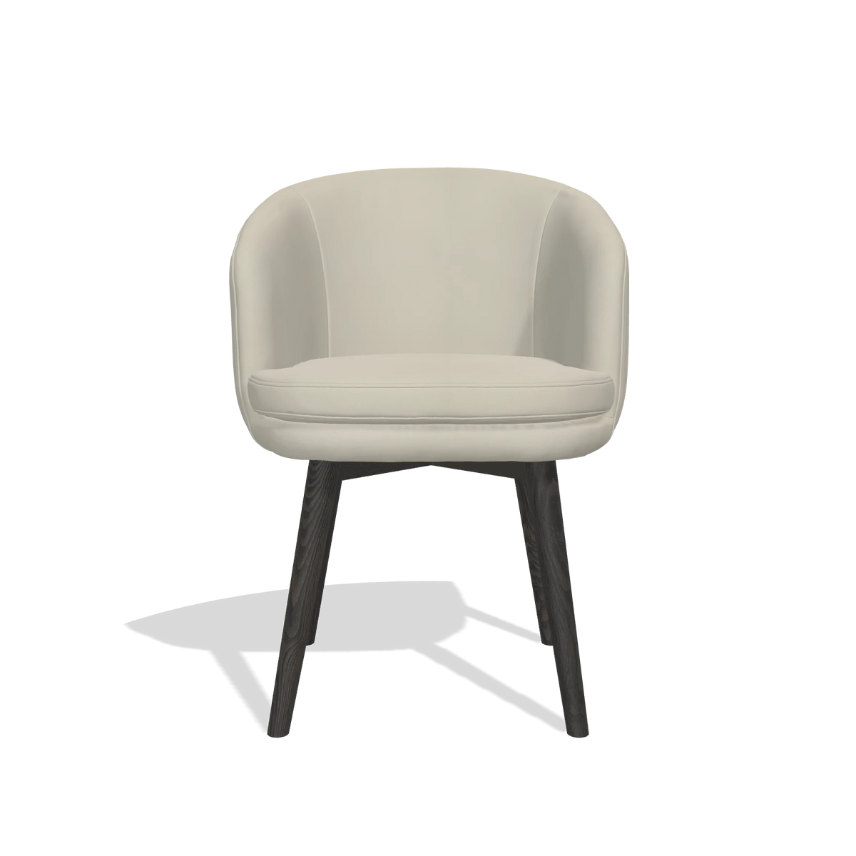 Dining Chair Gaston 6693 in Leather B971 (light grey), tobacco legs, front view