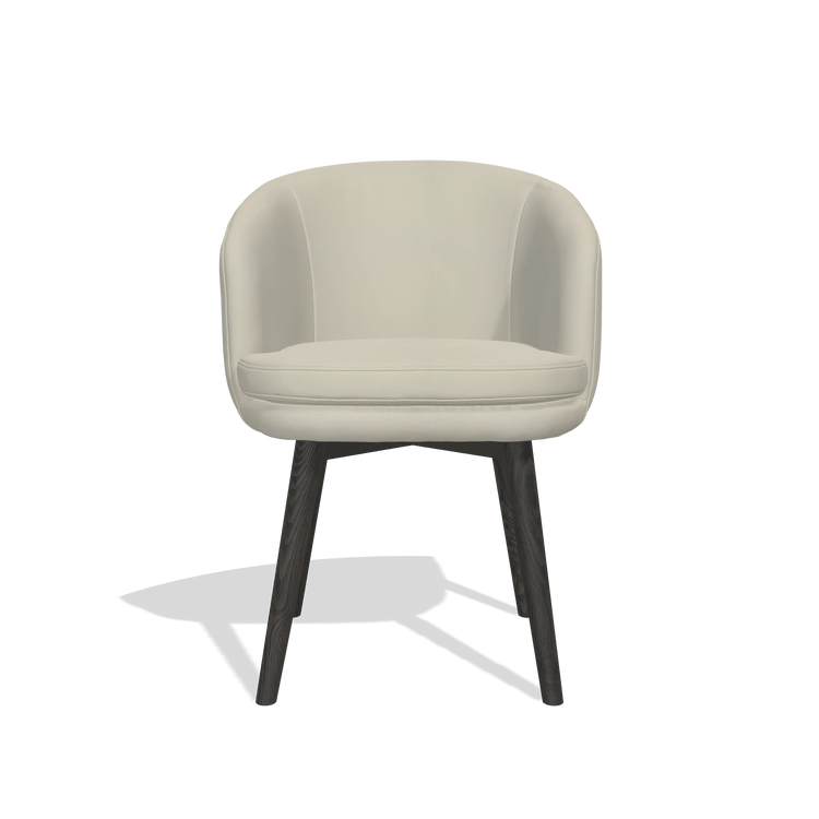 Dining Chair Gaston 6693 in Leather B971 (light grey), tobacco legs, front view