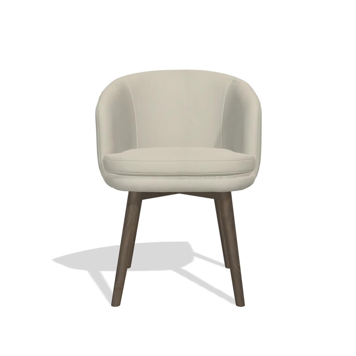 Dining Chair Gaston 6693 in Leather B971 (light grey), walnut legs, front view