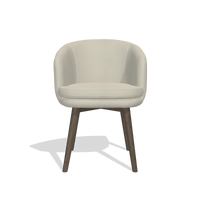 Dining Chair Gaston 6693 in Leather B971 (light grey), walnut legs, front view