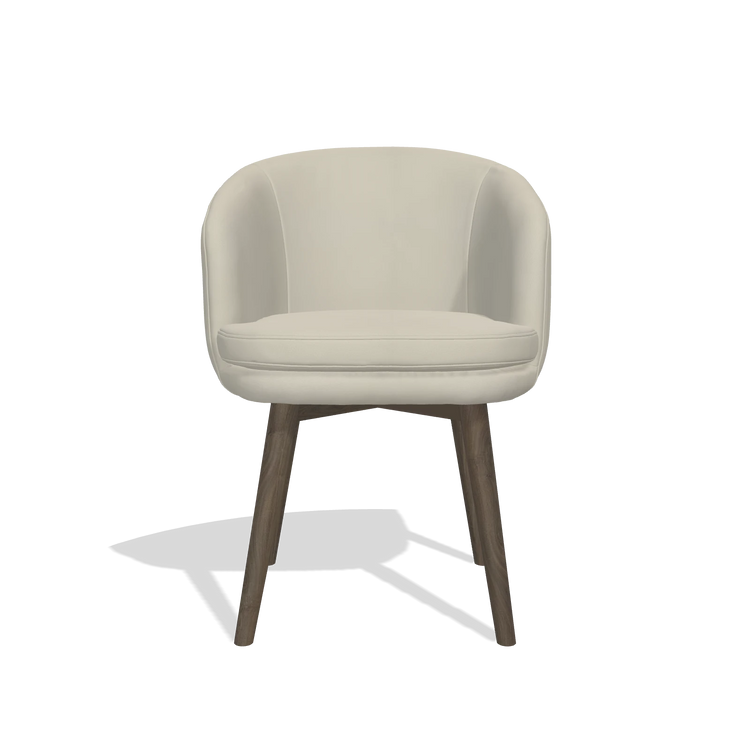 Dining Chair Gaston 6693 in Leather B971 (light grey), walnut legs, front view