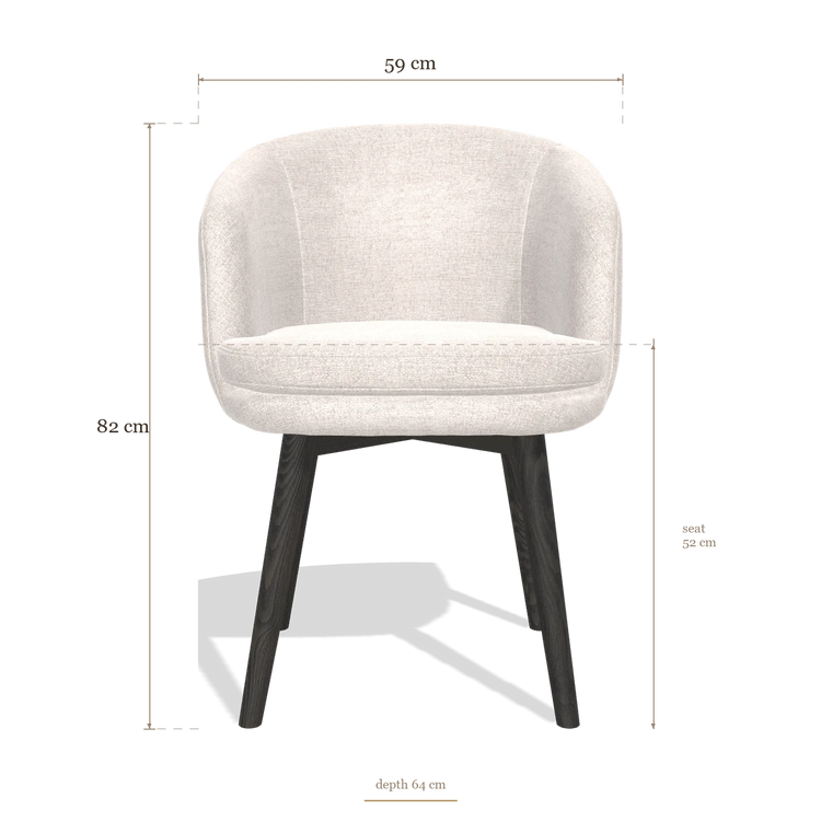 Sedia da pranzo Gaston 6693, dimensioni 59 x 64 x 82 cm