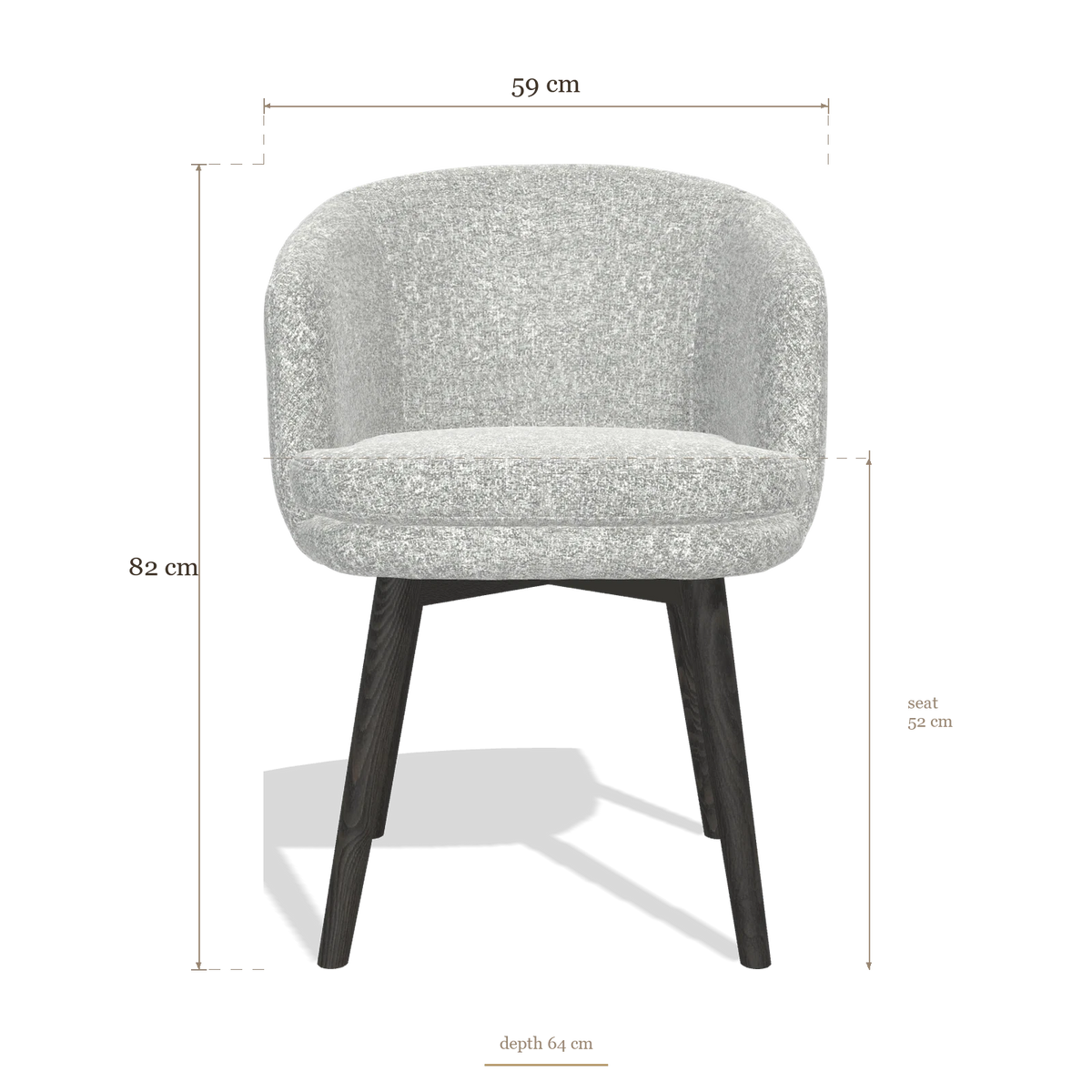 Sedia da pranzo Gaston 6693, dimensioni 59 x 64 x 82 cm