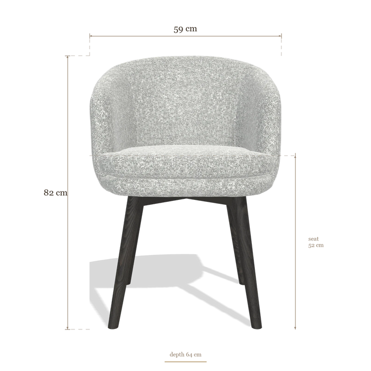 Sedia da pranzo Gaston 6693, dimensioni 59 x 64 x 82 cm