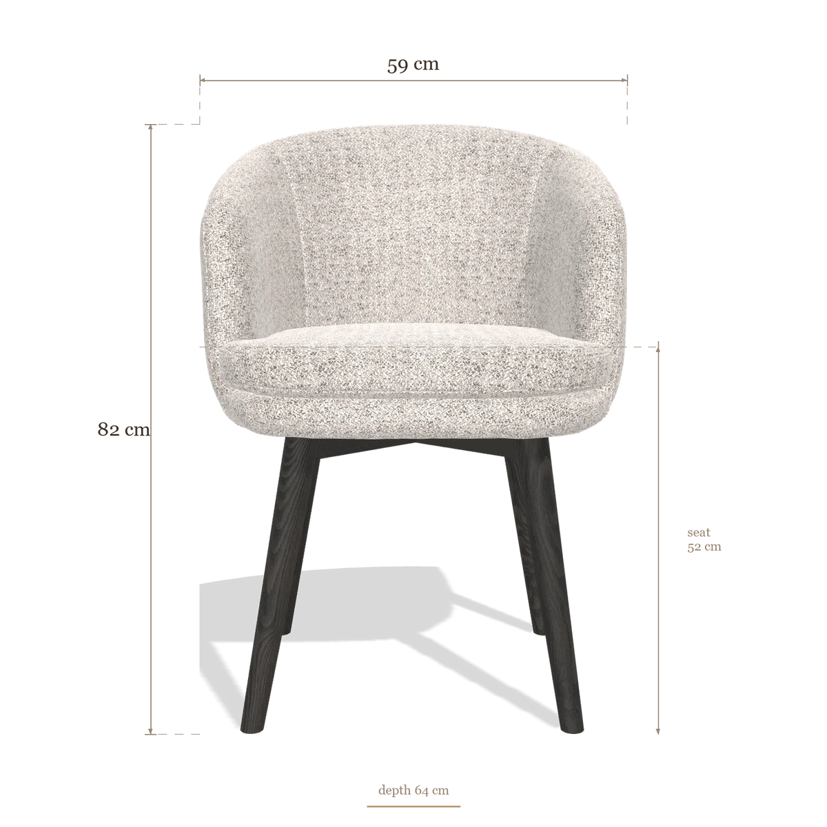 Sedia da pranzo Gaston 6693, dimensioni 59 x 64 x 82 cm