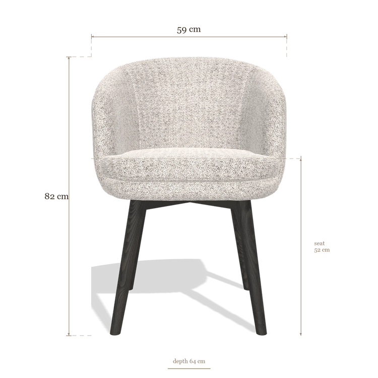 Sedia da pranzo Gaston 6693, dimensioni 59 x 64 x 82 cm