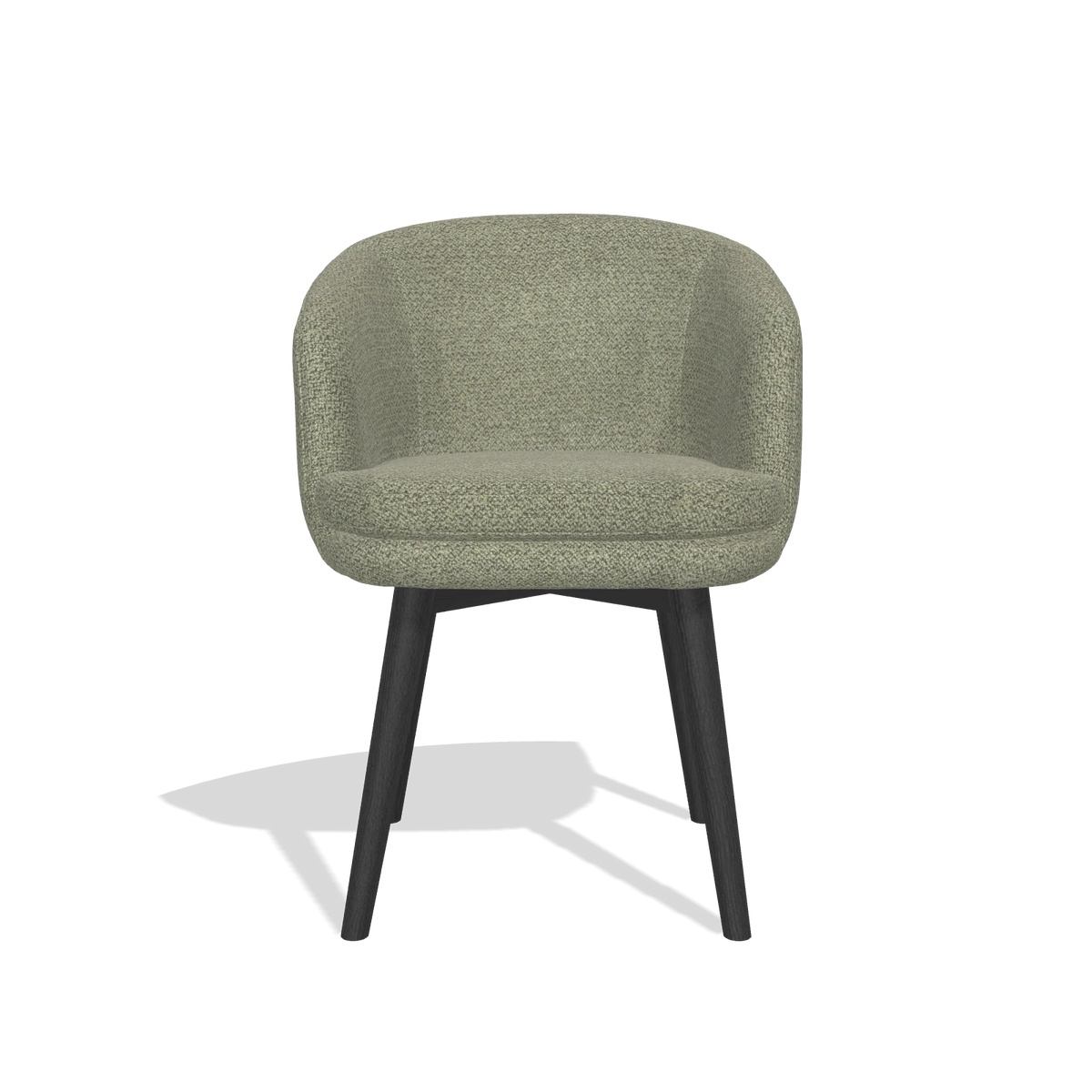 Dining Chair Gaston 6693 in Rhythm 206 fabric (taupe), black legs, front view