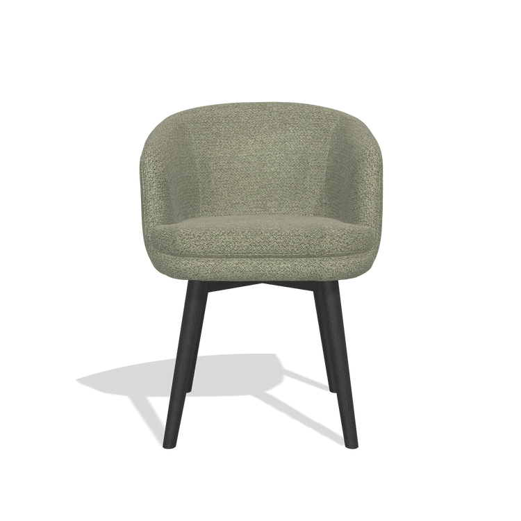 Dining Chair Gaston 6693 in Rhythm 206 fabric (taupe), black legs, front view