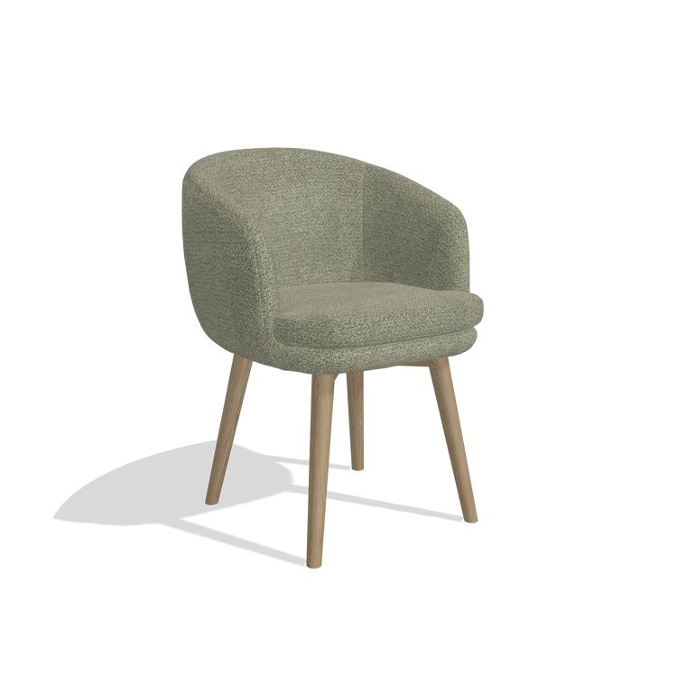 Dining Chair Gaston 6693 in Rhythm 206 fabric (taupe), natural legs, angled view